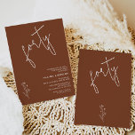 Invitación Minimalista Terracotta Boho Motif 40 cumpleaños<br><div class="desc">Minimalista Terracotta Boho Motif 40th Birthday Invitation Simple,  moderna y de estilo minimalista,  invitación de 40 años de color terracota con un original motivo de follaje.</div>