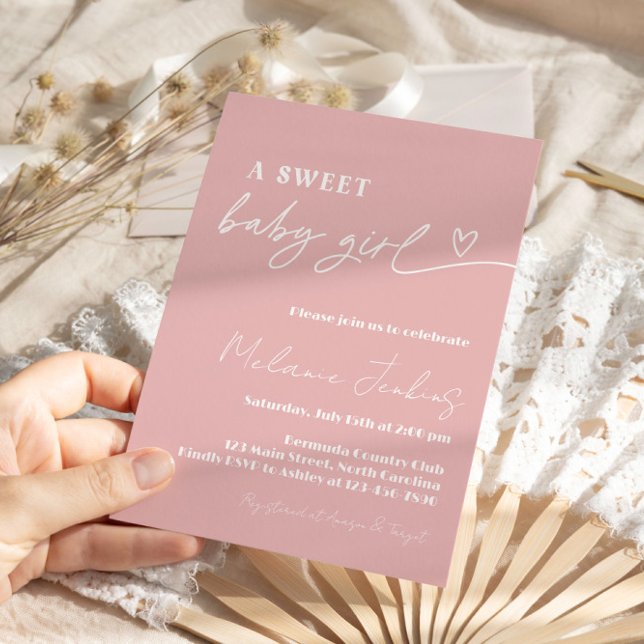 Invitación Minimalista un dulce Chica Baby Shower (Subido por el creador)