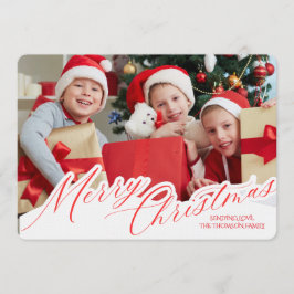 Invitación Minimalista Verde Dorado Feliz Navidad Letra a Man
