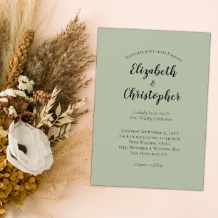 Invitación Minimalista Verde Sage Moderno Simple Boda