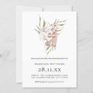 Invitación Minimalista Watercolor Boy Boho Baby Shower
