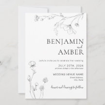 Minimalista Wildflowers Line Art Boho Boda