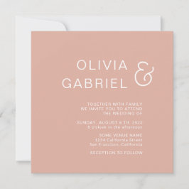 Invitación Minimalista y elegante. Boda de rubor polvoriento