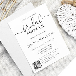 Invitación Minimalista y moderno con QR Code Bridal Shower