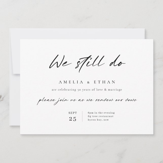 Invitación Minimalista y simple 50° aniversario de boda (Anverso)