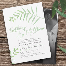Invitación Minimalista y simple acuarela hojas de color verde