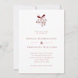 Invitación Minimalistas campanas de Navidad vintage Boda rojo