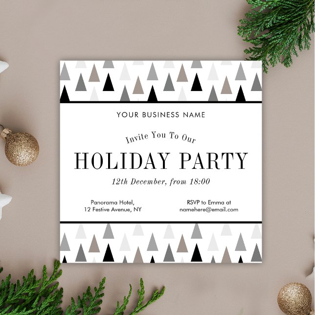 Invitación Minimalistas feriados navideños (Minimalist business Christmas party invitation design in grey and white with elegant serif fonts)