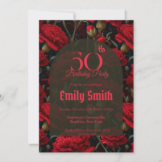 Invitación Minimalistic Carnation Flower Birthday Celebration (Anverso)