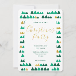 Invitación Minimalistic Green & Golden Woods Christmas 5"x7"