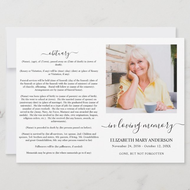 Invitación Minimalistic Memorial Funeral (Anverso)