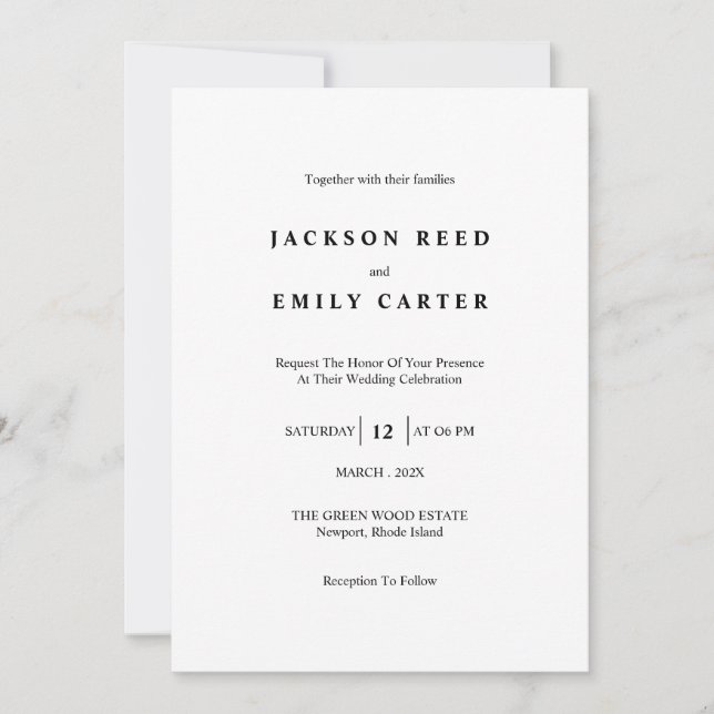 Invitación Minimalistic Modern Wedding Invitation Card (Anverso)