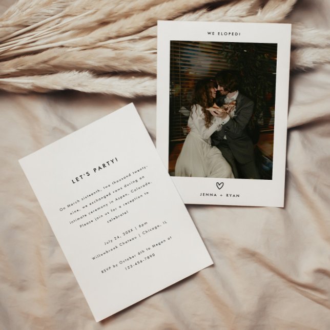 Invitación Minimalistic Photo Wedding Elopement & Reception (Subido por el creador)