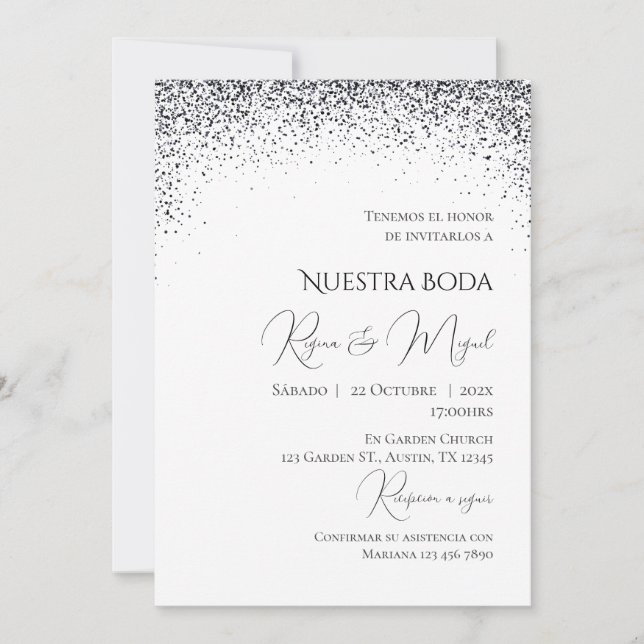 Invitación Minimalistic Spanish Wedding Invitation (Anverso)