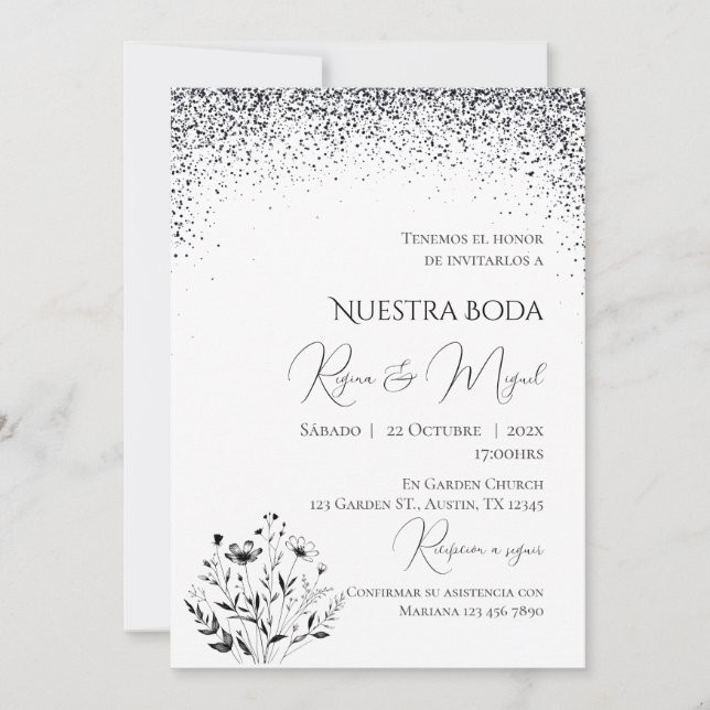 Invitación Minimalistic Spanish Wedding Invitation (Anverso)