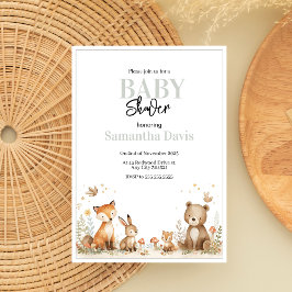 Invitación Minimalistic Woodland Animals Baby Shower