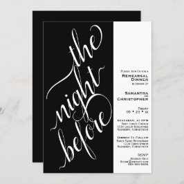 Invitación Mínimo 2 panel Boda ensayo Cena Negro