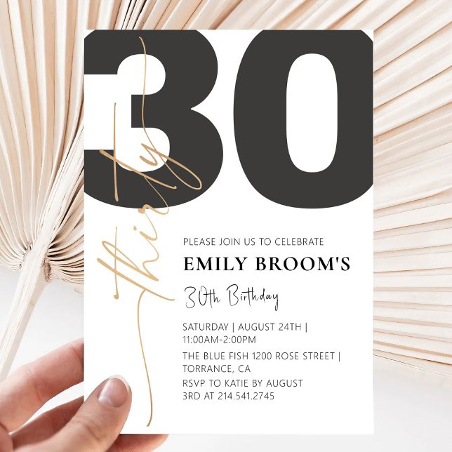 Invitación Mínimo 30.º Personalizado de Fiesta de cumpleaños  (Subido por el creador)