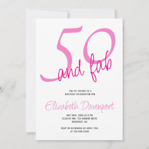 Invitación Mínimo 50 y Cumpleaños Rosa Fab
