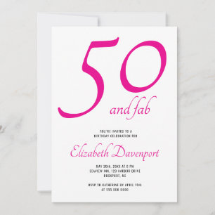 Invitación Mínimo 50 y Cumpleaños Rosa Fab