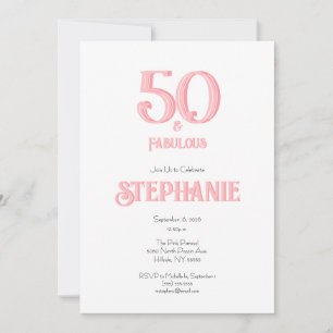 Invitación Mínimo 50 y fabuloso cumpleaños 50 fiesta de cumpl