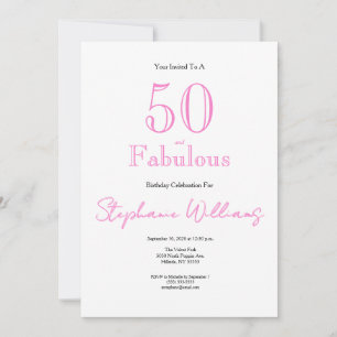 Invitación Mínimo 50 y Fabuloso Cumpleaños 50 Rosa