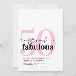 Invitación Mínimo 50 y fabuloso cumpleaños 50 rosa