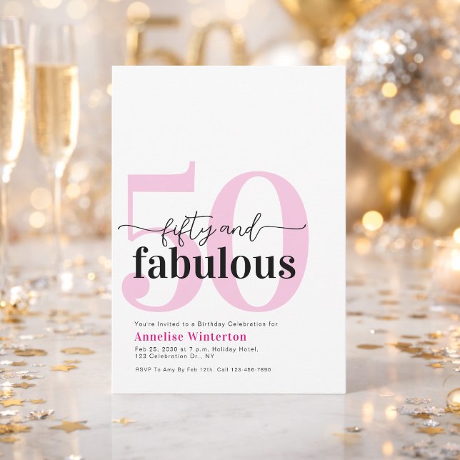 Invitación Mínimo 50 y fabuloso cumpleaños número 50 de fiest (Subido por el creador)