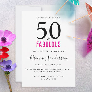 Invitación Mínimo 50 y fabuloso cumpleaños número 50 fiesta d