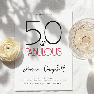 Invitación Mínimo 50 y fabuloso cumpleaños número 50 fiesta d