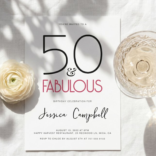 Invitación Mínimo 50 y fabuloso cumpleaños número 50 fiesta d (Subido por el creador)