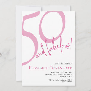 Invitación Mínimo 50 y Fabuloso Cumpleaños Rosa