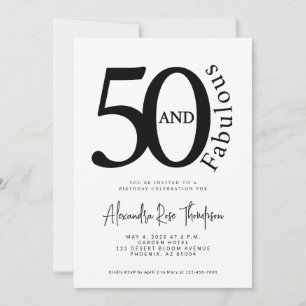 Invitación Mínimo 50 y fabuloso Script Cumpleaños 50 Fiesta d