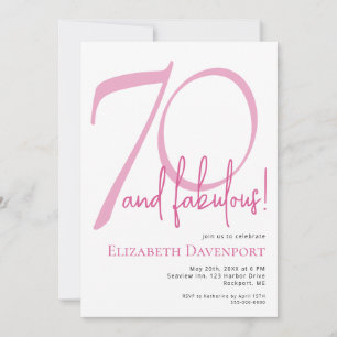 Invitación Mínimo 70 y Fabuloso Cumpleaños Rosa
