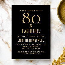Mínimo 80 y Fabuloso Cumpleaños 80 Negro Fiesta