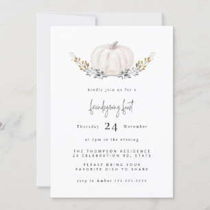 Invitación Mínimo acuarela Calabaza Dorada Leaf Friendding