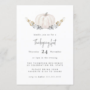 Invitación Mínimo acuarela Calabaza Foliage Acción de Gracias