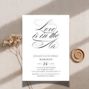 Invitación Mínimo amor blanco negro en la ducha de las novias