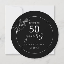 Invitación Mínimo aniversario de boda negro de 50 años