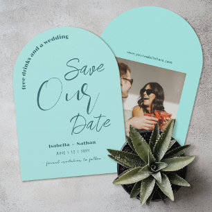 Invitación Mínimo Aqua Blue Summer Wedding Salva La Fecha
