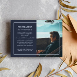 Invitación Mínimo azul marino celebrando la vida | Foto Perso