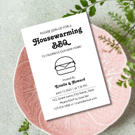 Invitación Mínimo barbacoa de limpieza en blanco y negro