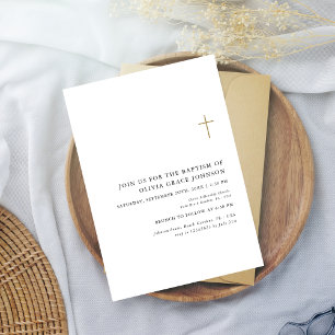 Invitación Mínimo Bautismo Neutral de Género Blanco y Negro O