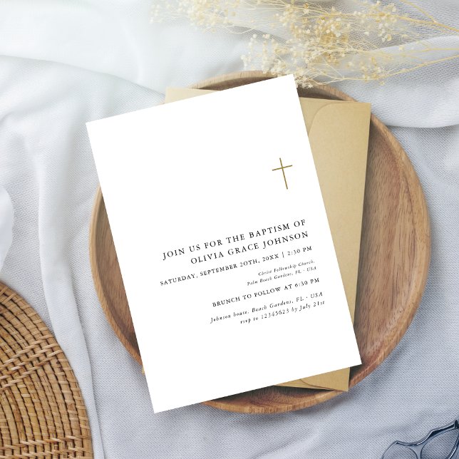 Invitación Mínimo Bautismo Neutral de Género Blanco y Negro O (Subido por el creador)