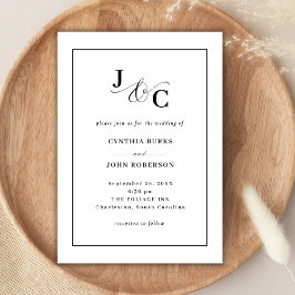 Invitación Mínimo blanco y Moda | Boda de borde negro
