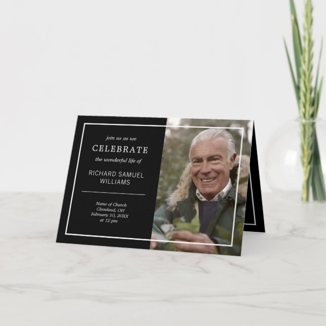 Invitación Mínimo blanco y negro que celebra la foto de la vi (Anverso)