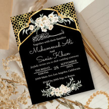 Mínimo Boda árabe islámico floral dorado negro