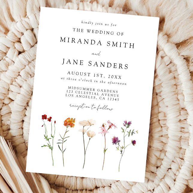 Invitación Mínimo Boda floral del Orgullo Lésbico (Subido por el creador)