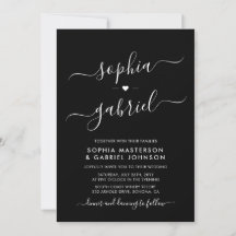 Mínimo Boda negro de escritura moderna monograma