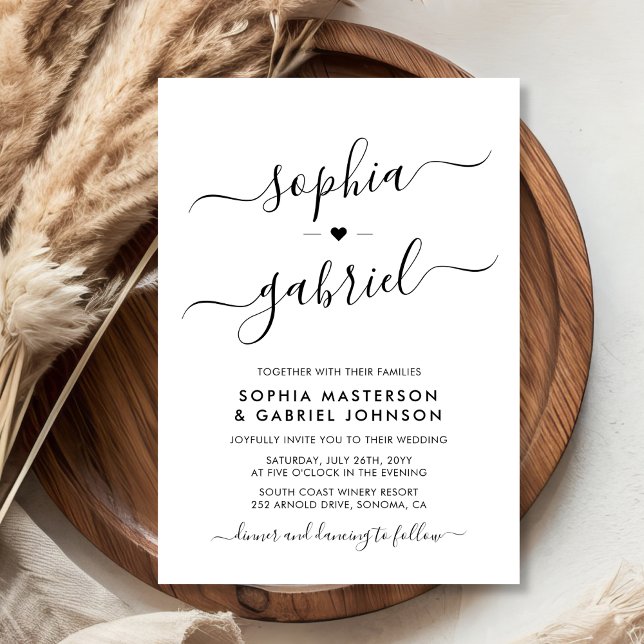Invitación Mínimo caligrafía moderna Script Monograma Boda (Subido por el creador)